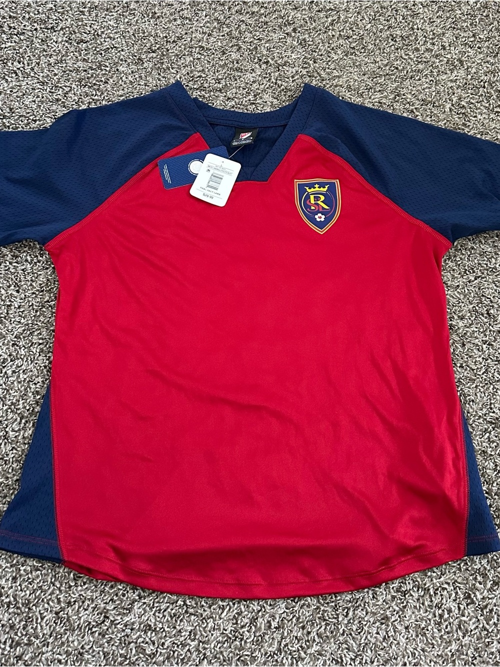 Target Red and Navy Soccer Jersey with Crest